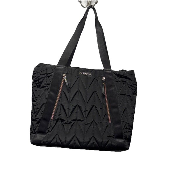 Joan & David Tote Bag 21” Diamond Quilted Weekender Travel Black - Picture 1 of 7